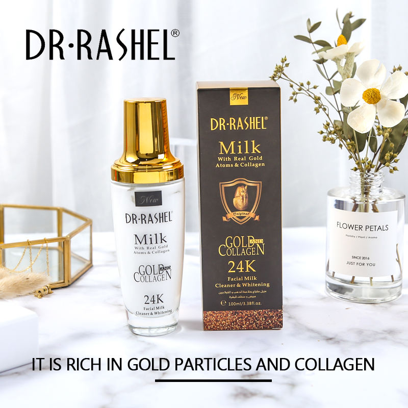 Dr.Rashel Milk With Real Gold Atoms & Collagen _ Facial Milk Cleaner & Whitening - 100ml DR.RASHEL