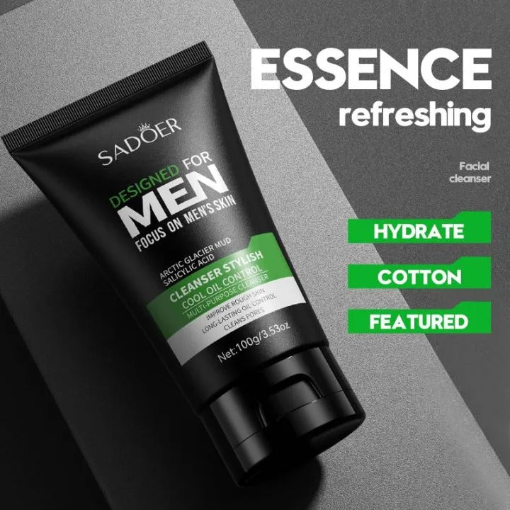 SADOER Designed For Men Focus On Men Cleanser Cool Oil Control Multi-Effect Moisturizing Cleanser - 100g Sadoer