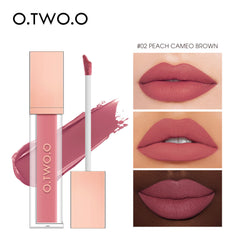 O.TWO.O 12 Colors Matte and Strong Waterproof Lip Gloss - 5g 02 (PEACH CAMEO BROWN) O.TWO.O