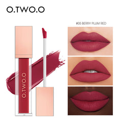 O.TWO.O 12 Colors Matte and Strong Waterproof Lip Gloss - 5g 05 (BERRY PLUM RED) O.TWO.O