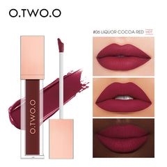 O.TWO.O 12 Colors Matte and Strong Waterproof Lip Gloss - 5g 06 (LIQUOR COCOA RED) O.TWO.O