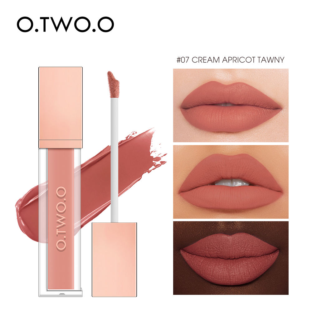 O.TWO.O 12 Colors Matte and Strong Waterproof Lip Gloss - 5g 07 (CREAM APRICOT TAWNY) O.TWO.O