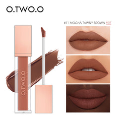 O.TWO.O 12 Colors Matte and Strong Waterproof Lip Gloss - 5g 11 (MOCHA TAWNY BROWN) O.TWO.O