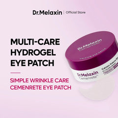 Dr. Melaxin multi-care hydrogel eye patch container on a pink background