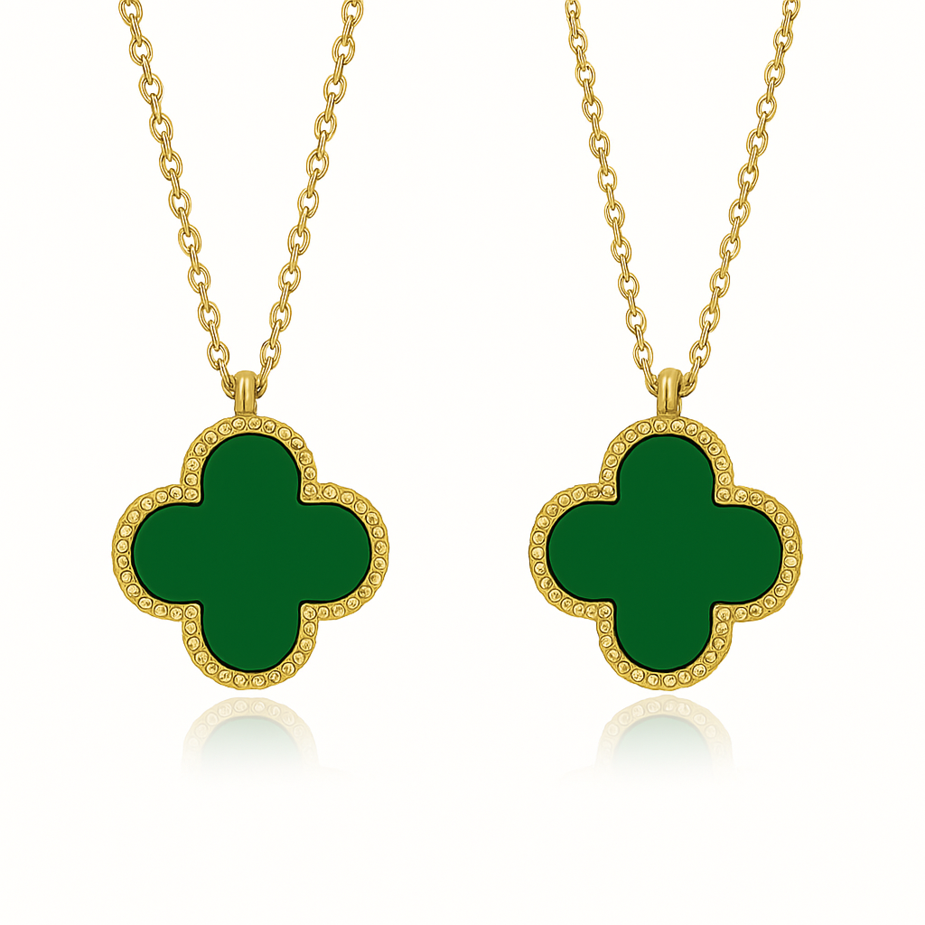 Lucky Clover Four Leaf Flower Gold Necklace
