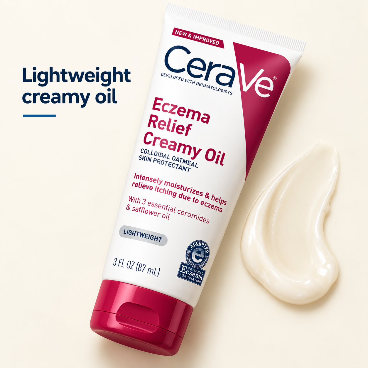 CeraVe Eczema Relief Creamy Oil 100Ml - Soothing Hydrating Oil For Eczema Prone Dry Sensitive Skin CeraVe