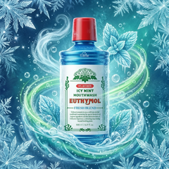 Euthymol Icy Mint Mouth Wash - 500 ml – Alcohol-Free Fluoride Mouthwash for Fresh Breath & Plaque Care