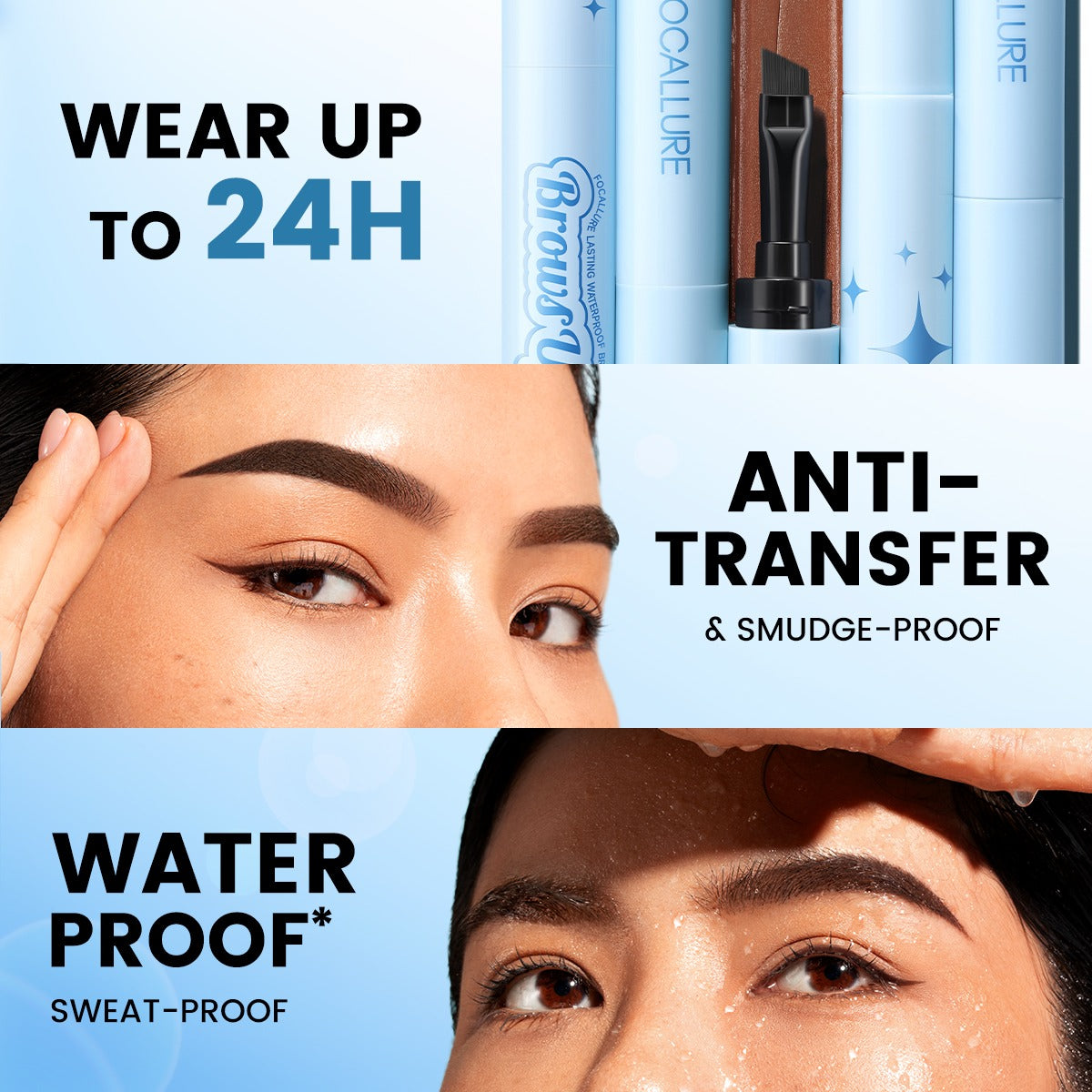 Focallure Lasting Waterproof Brow Pomade Smudge Proof Long Wear Cream Gel Eyebrow Makeup Focallure