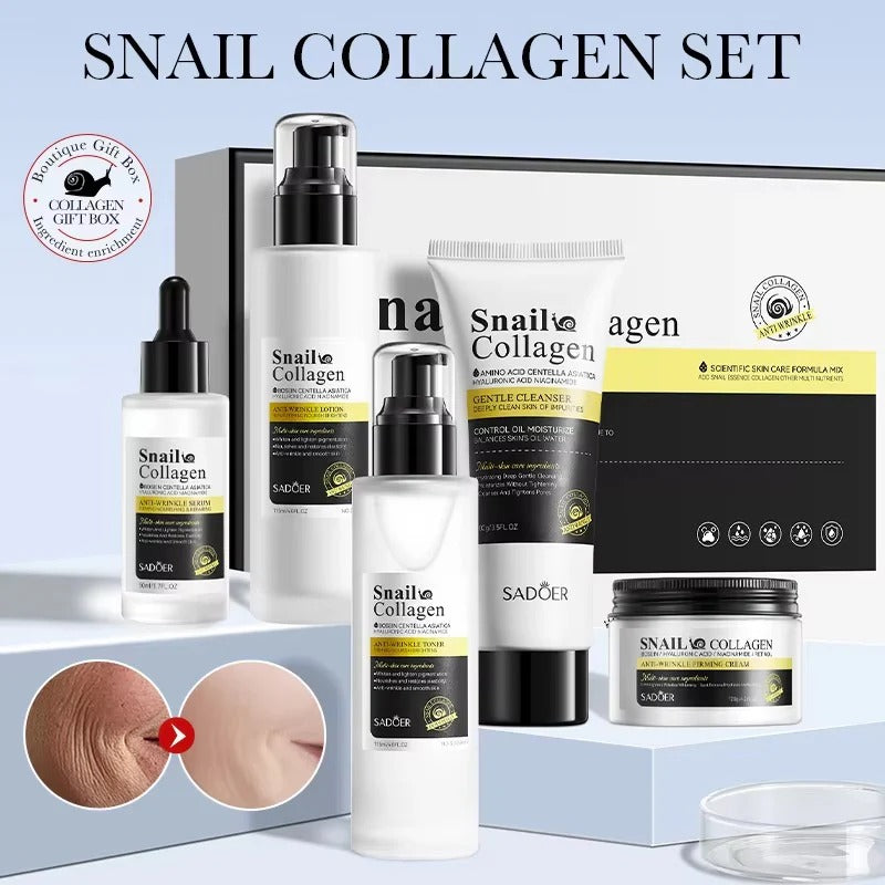 SADOER Snail Collagen Skincare Set - Anti-Wrinkle & Firming 5-Piece Kit Sadoer