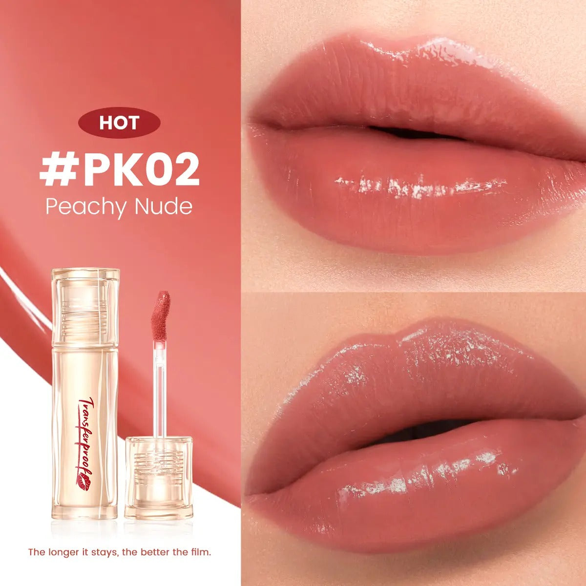 Focallure Watery Transferproof Lip Cream Long Lasting Matte Liquid Lipstick Hydrating Non Smudge Lip Color #PK02 Peachy Nude Focallure