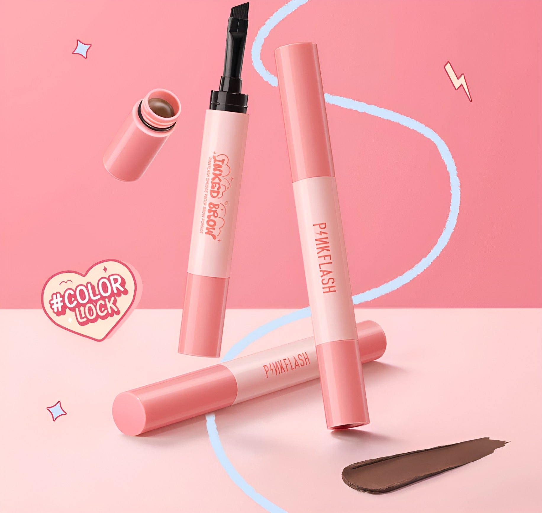 Pinkflash Smudge Proof Brow Pomade E16 Pink Flash