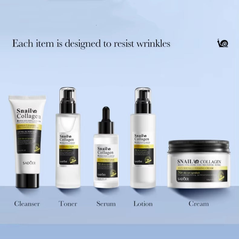 SADOER Snail Collagen Skincare Set - Anti-Wrinkle & Firming 5-Piece Kit Sadoer