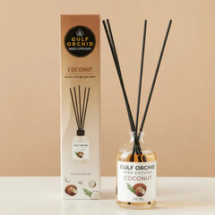 Gulf Orchid Reed Diffuser Bundle – 4 Best Selling Scents (Strawberry, Coffee Latte, Lemon & Coconut) – 110ml Each