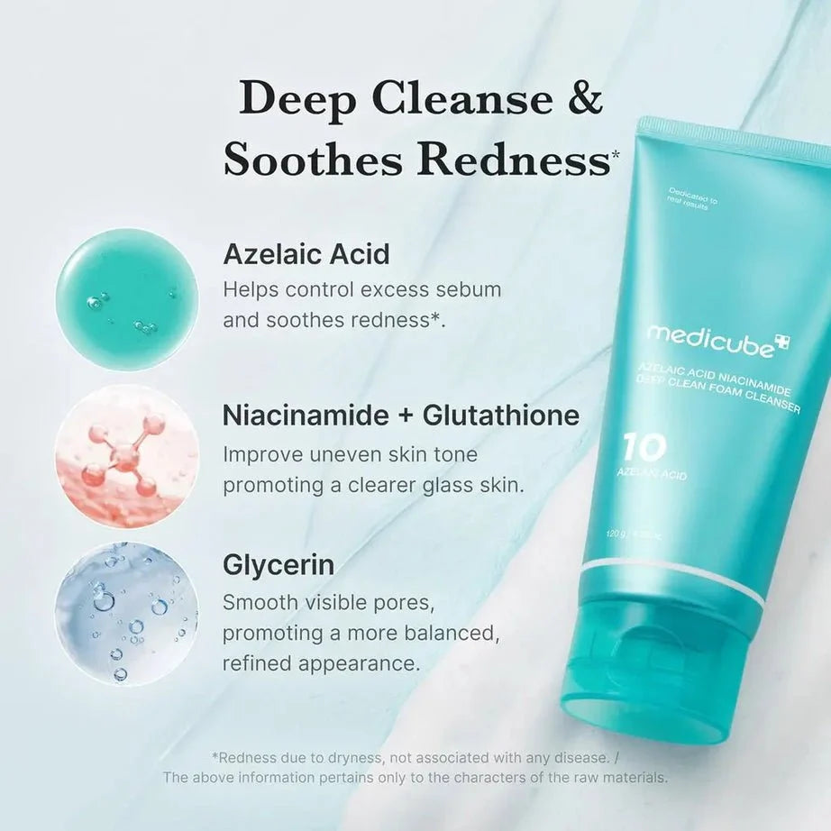 Medicube Azelaic Acid Niacinamide Deep Clean Foam Cleanser – 120g Medicube
