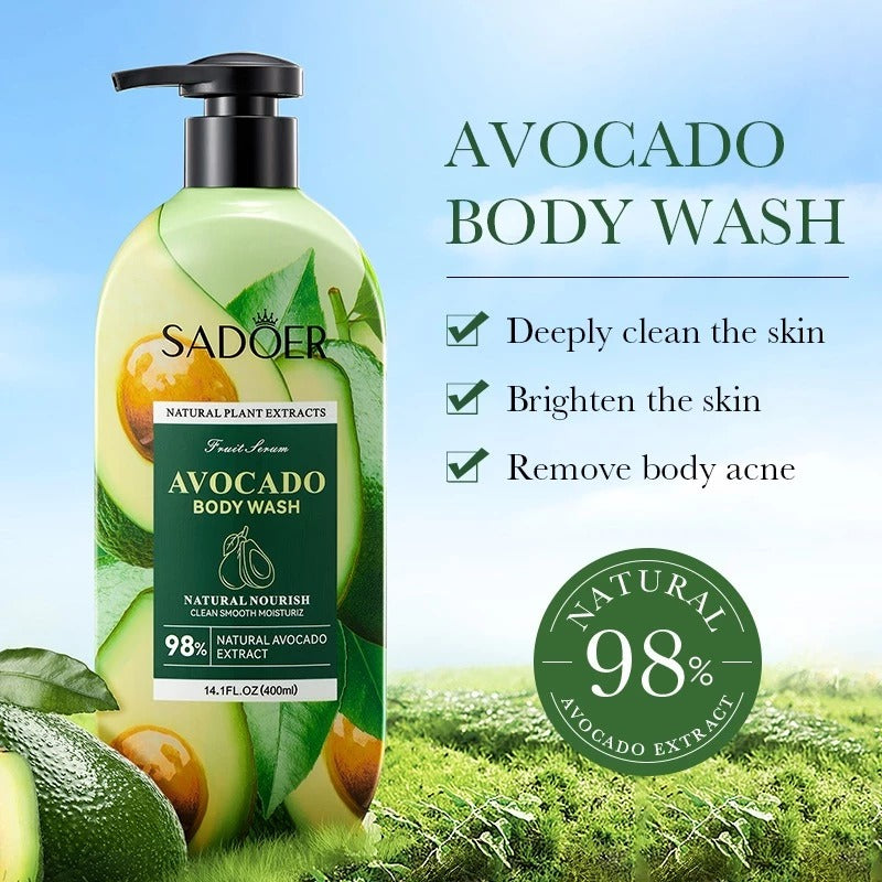 Sadoer Avocado Body Wash Natural Avocado Extracts - 400ml Sadoer