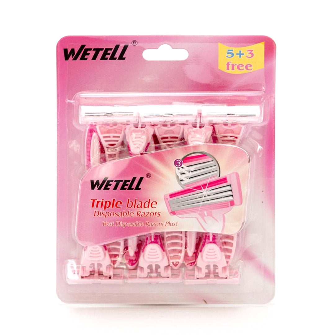Wetell Triple Blade Disposable Razors - 8 Sticks WETELL