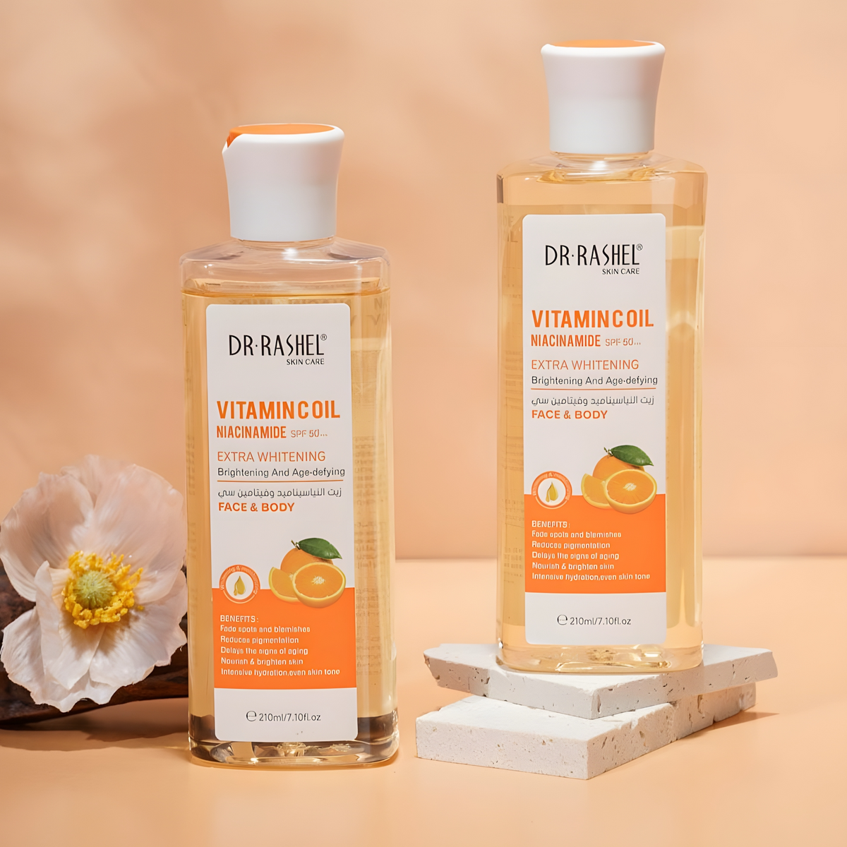 Dr. Rashel Face & Body Vitamin C Oil with Niacinamide SPF 50+ – Extra Whitening, Brightening & Age-Defying Glo Arabia