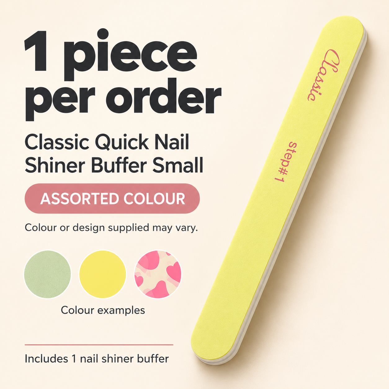 Classic Quick Nail Shiner Buffer Small (Assorted Colour) - 1 Piece Classic