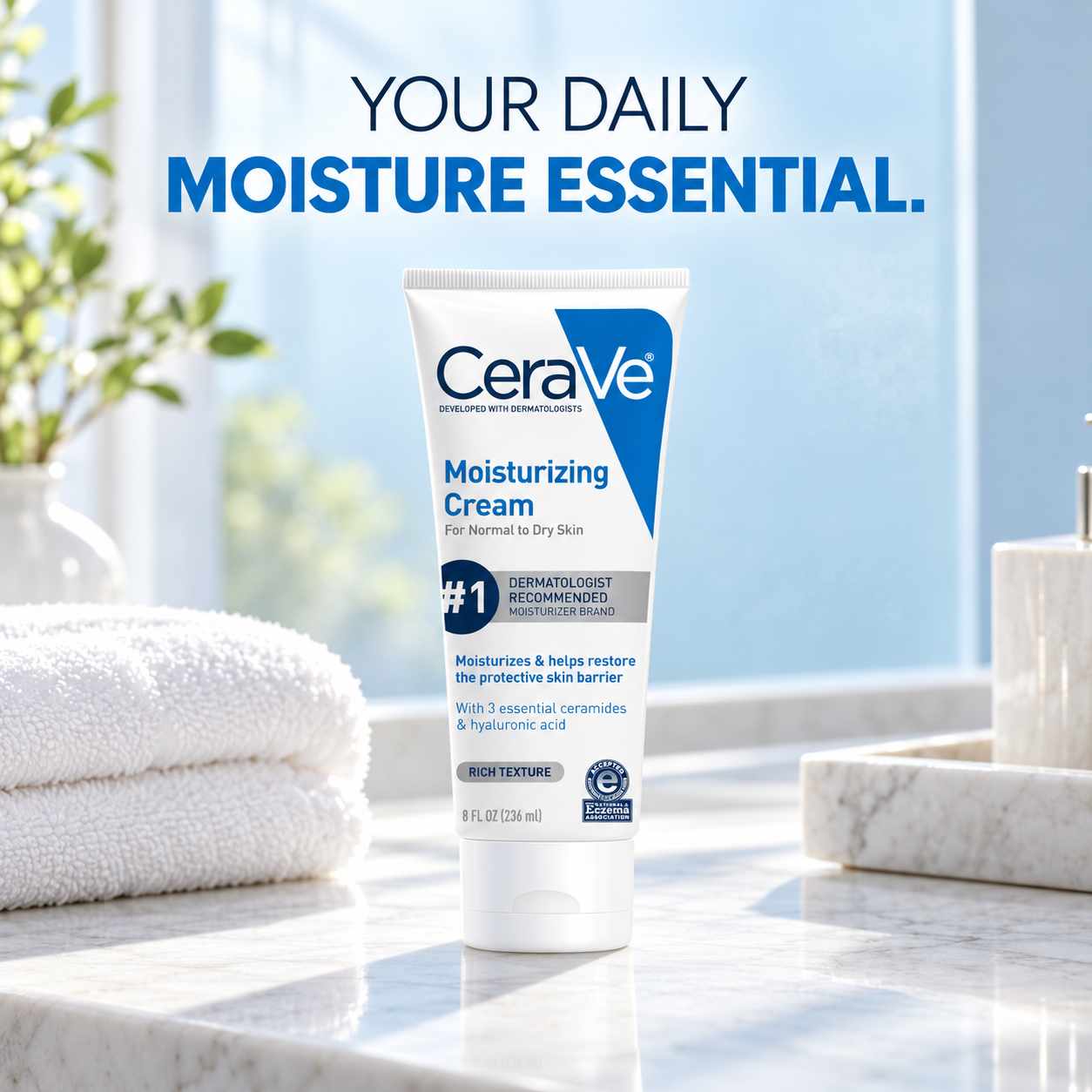 CeraVe Moisturizing Cream 236Ml - Intensive Hydrating Cream For Dry Sensitive Skin Barrier Repair CeraVe