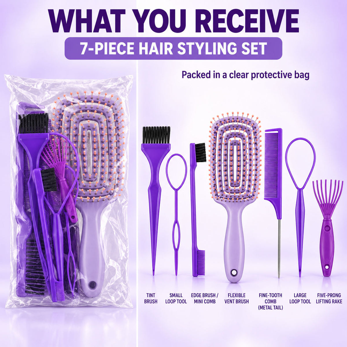 Elastic Relaxing Massage Comb Set