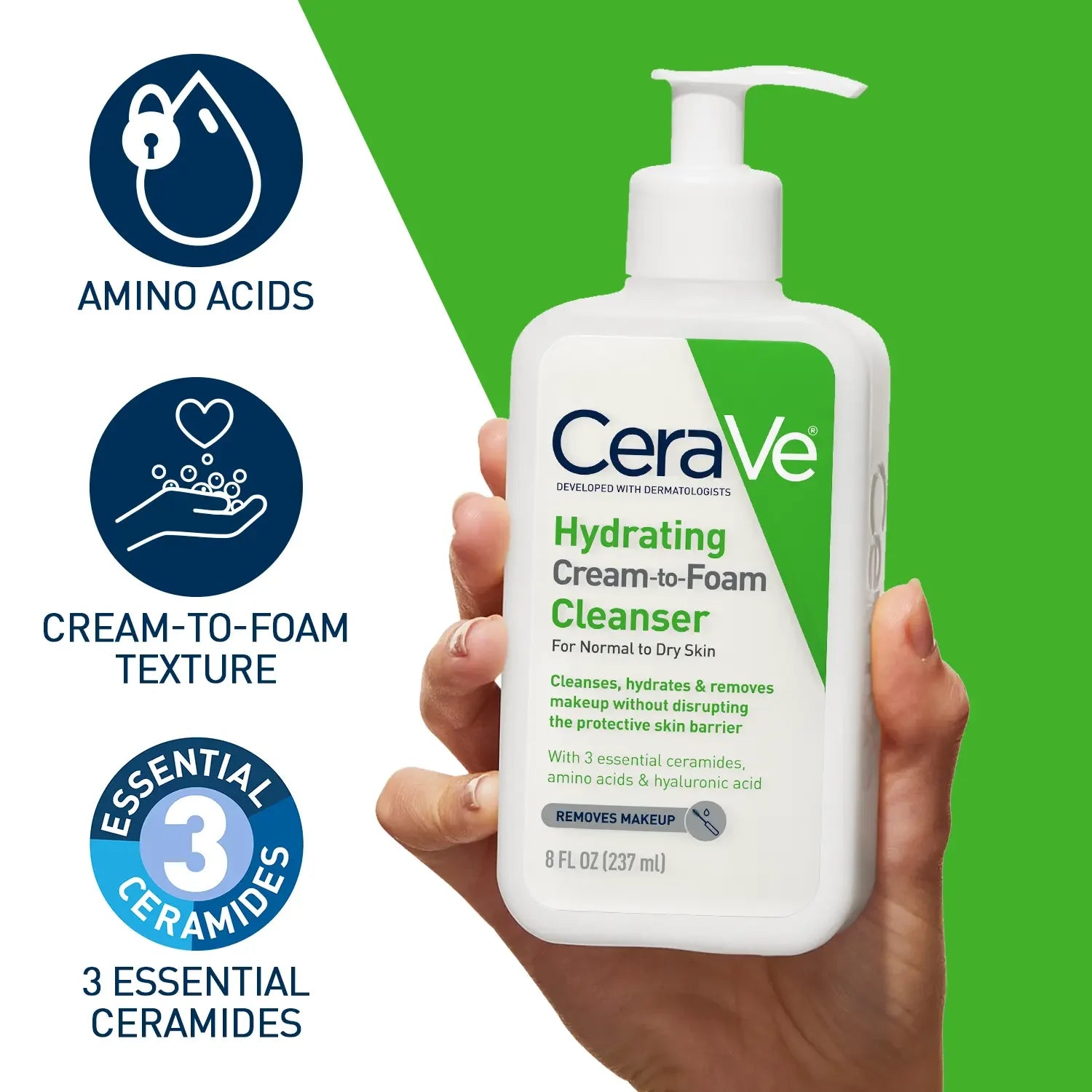 Cerave Hydrating Cream-to-Foam Cleanser - 237ml CeraVe