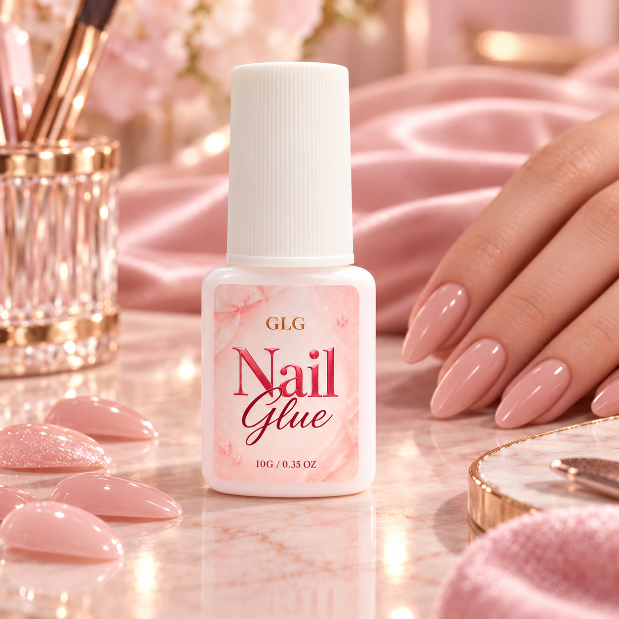GLG Quick-Dry Durable Brush-Tip Nail Glue GLG