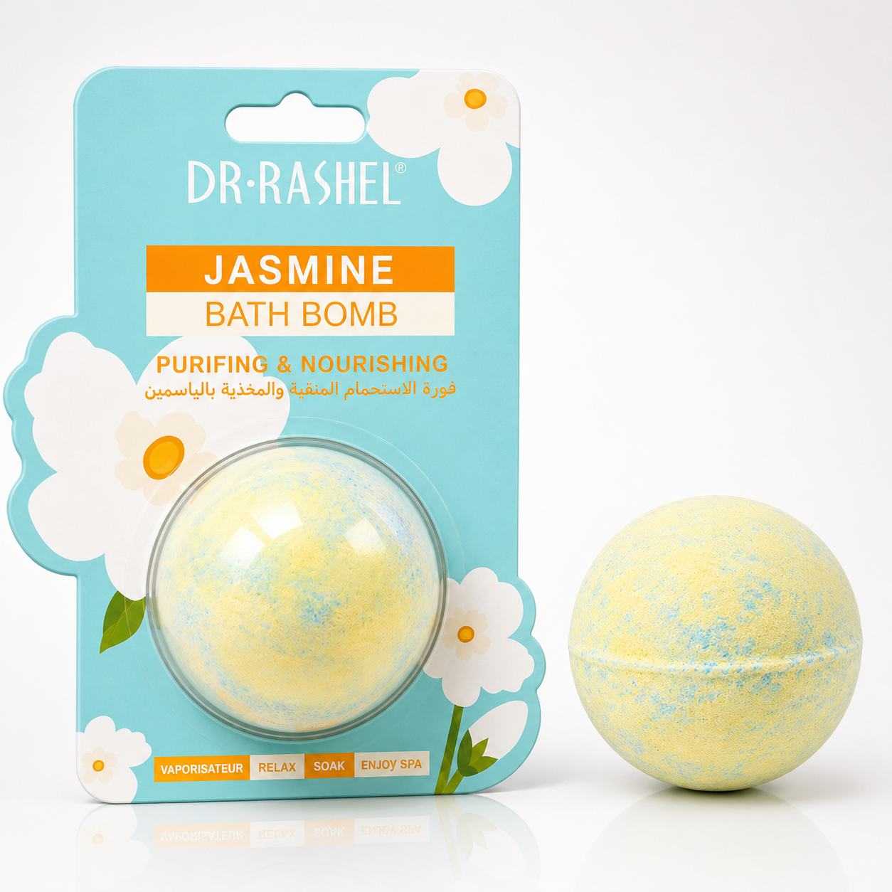 Dr. Rashel Jasmine Bath Bomb - 100g - Relaxing Fizzing Bath Bomb Body Care Aromatic Spa Bath Soak