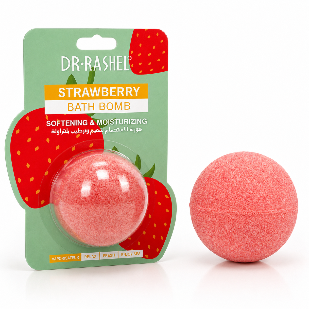 Dr. Rashel Strawberry Bath Bomb - 100g - Relaxing Fizzing Bath Bomb Body Care Aromatic Spa Bath Soak