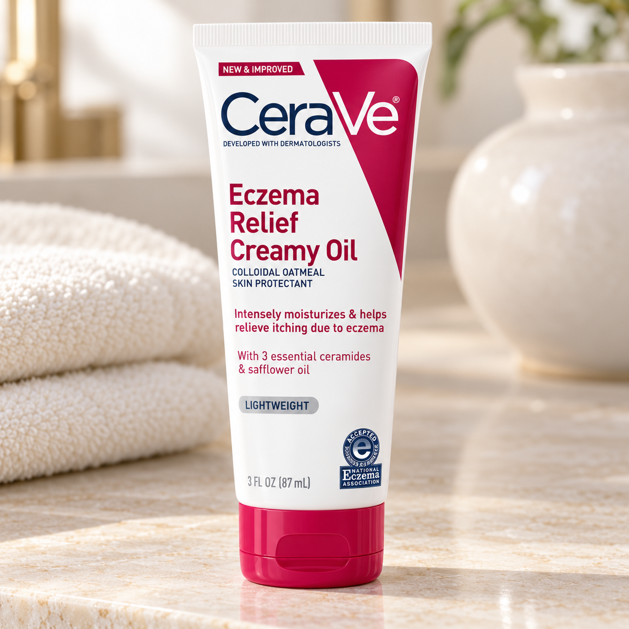 CeraVe Eczema Relief Creamy Oil 100Ml - Soothing Hydrating Oil For Eczema Prone Dry Sensitive Skin CeraVe