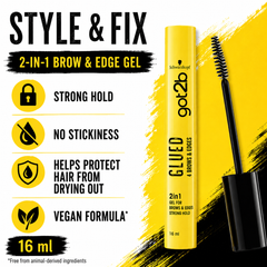 Got2b 2 in 1 Gel for Brows & Edges 16 ml - Strong Hold Eyebrow and Hair Edge Styling Gel