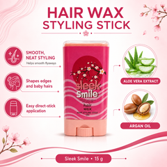 Sleek Smile Hair Styling Stick Balm - 15g - Anti Frizz Hair Wax Stick for Flyaways and Edges