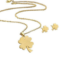 Four Leaf Clover Necklace And Earrings Set Four