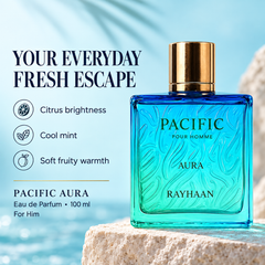 Rayhaan Pacific Aura Pour Homme Eau de Parfum 100 ml - Men's Fresh Citrus Perfume