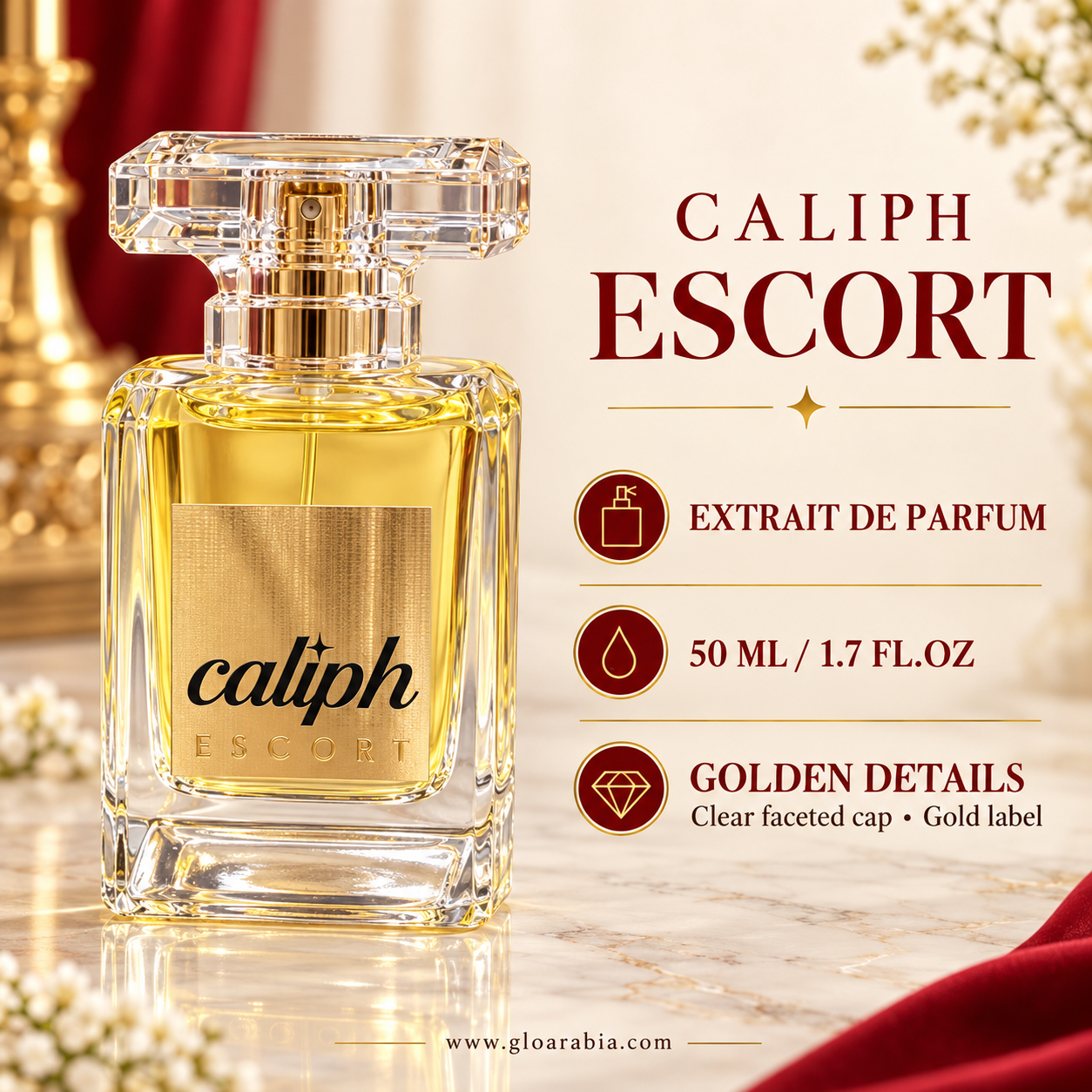 Caliph Escort Extrait de Parfum 50 ml - Fresh Floral Fragrance with a Warm Finish Caliph