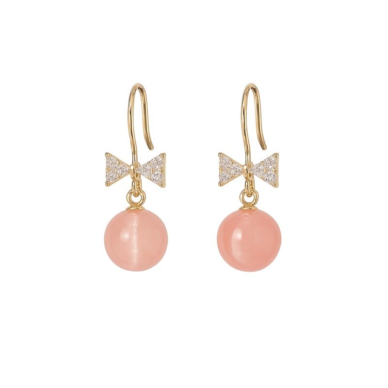 Zicron Bow Opal Ball Earrings