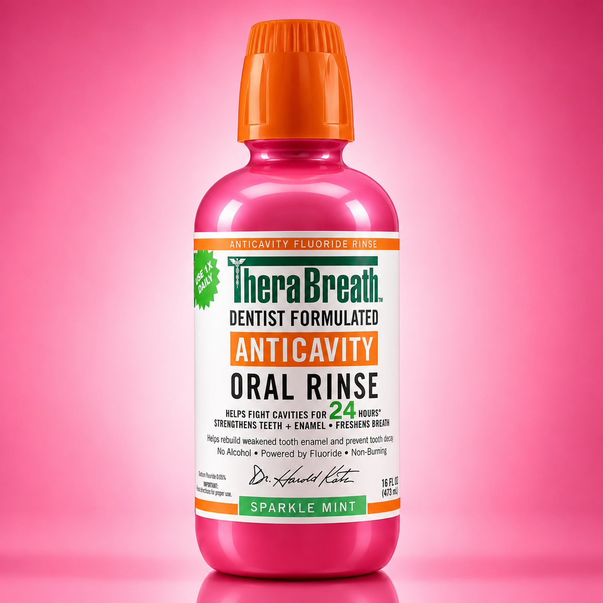 TheraBreath Anticavity Oral Rinse Sparkle Mint 473 ml - Fluoride Mouthwash for Cavity Protection