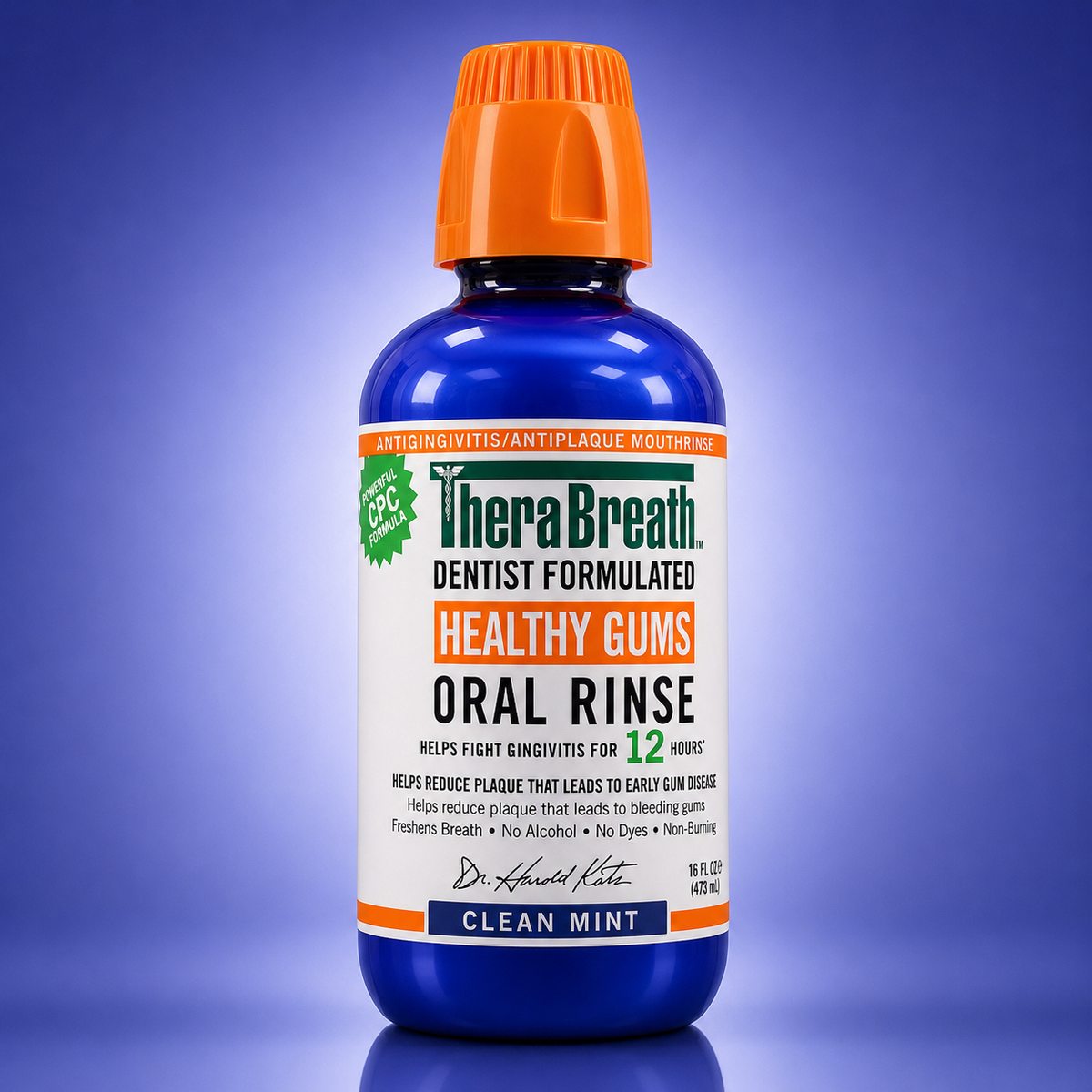 TheraBreath Healthy Gums Oral Rinse Clean Mint 473 ml - Alcohol-Free Mouthwash for Healthy Gums & Fresh Breath