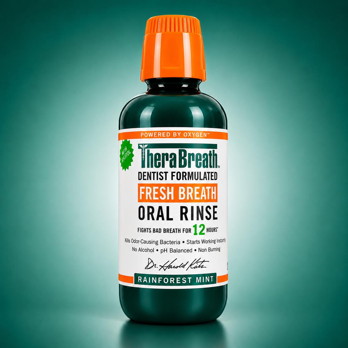 TheraBreath Fresh Breath Oral Rinse Rainforest Mint 473 ml - Alcohol-Free Mouthwash for Long-Lasting Fresh Breath