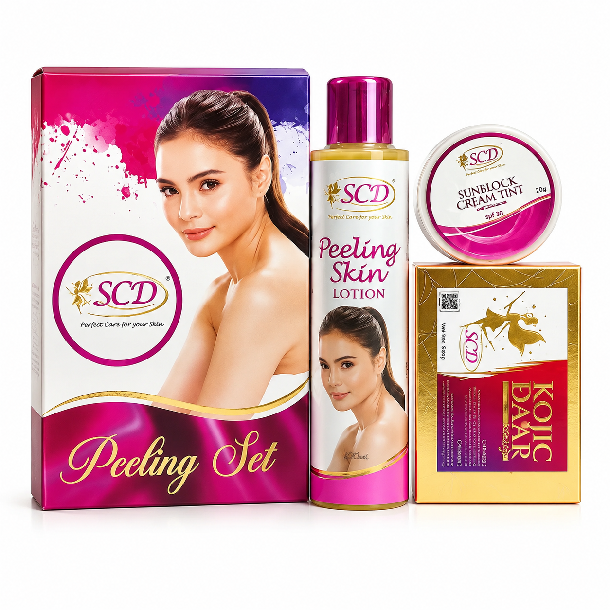 Scd Peeling Lotion.Sunblock Cream,Soap 3In1 Set - Daily Spf Sun Protection For Face, Brightening Care, Lightweight Use And Outdoor Protection