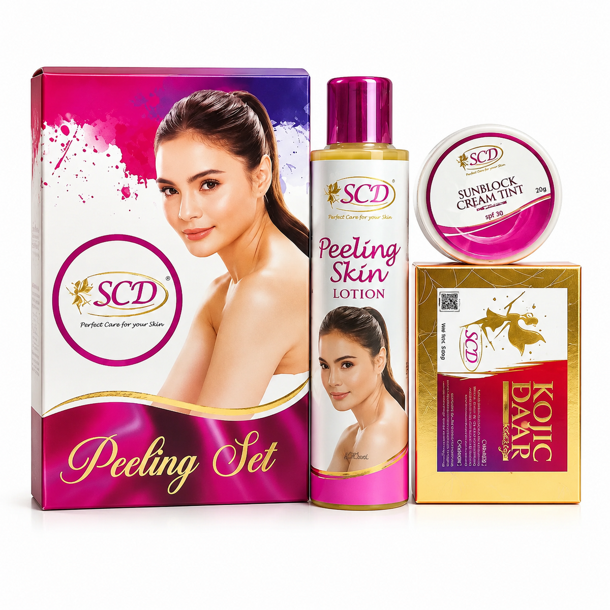 Scd Peeling Lotion.Sunblock Cream,Soap 3In1 Set - Daily Spf Sun Protection For Face, Brightening Care, Lightweight Use And Outdoor Protection