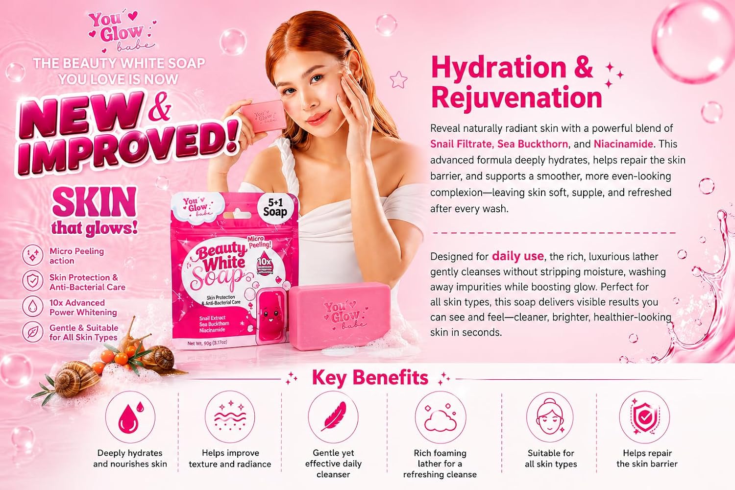 You Glow Babe Beauty White Soap 6 x 70g You Glow Babe