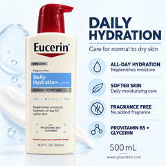 Eucerin Daily Hydration Fragrance-Free Body Lotion for Dry Skin - 500 ml