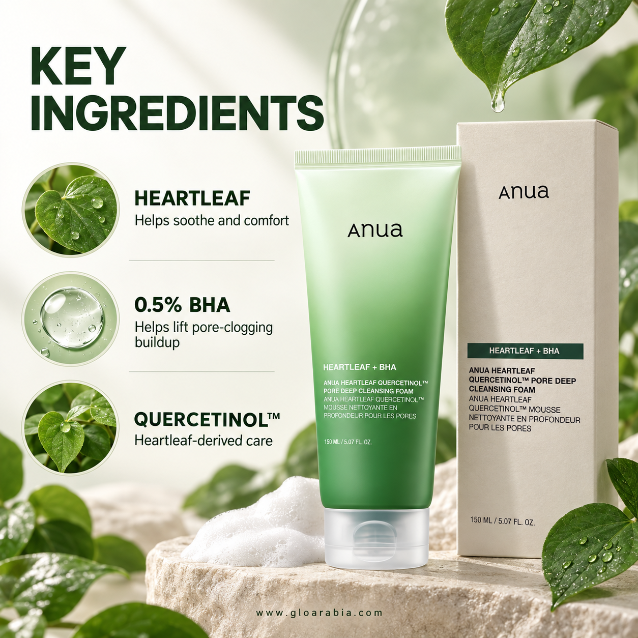 Anua Heartleaf Quercetinol Pore Deep Cleansing Foam -150ml Anua