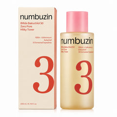Numbuzin No.3 Bifida Bakuchiol 50 Zero Pore Milky Toner 200ml - Korean Skincare, Hydrating, Brightening, Anti-Aging, Sensitive Skin, Daily Care