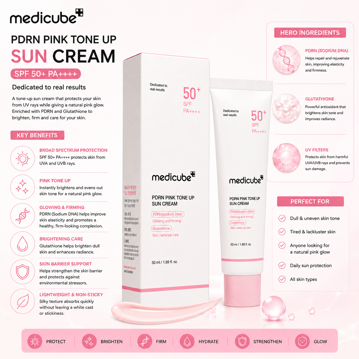 Medicube Pdrn Pink Tone Up Sun Cream 50 ml Medicube