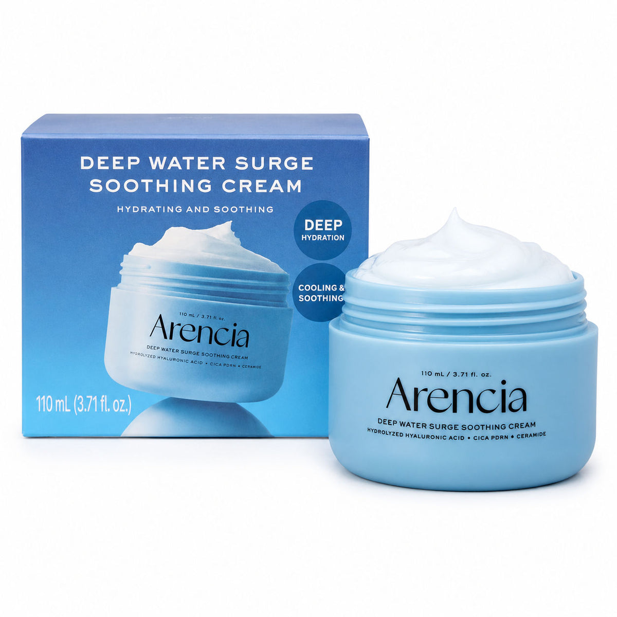 Arencia Deep Water Surge Soothing Cream 110ml - Korean Skincare, Hydrating, Brightening, Anti-Aging, Sensitive Skin, Daily Care