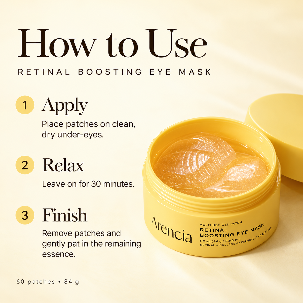 Arencia Retinal Boosting Eye Mask - 60 Patches / 84 g Arencia