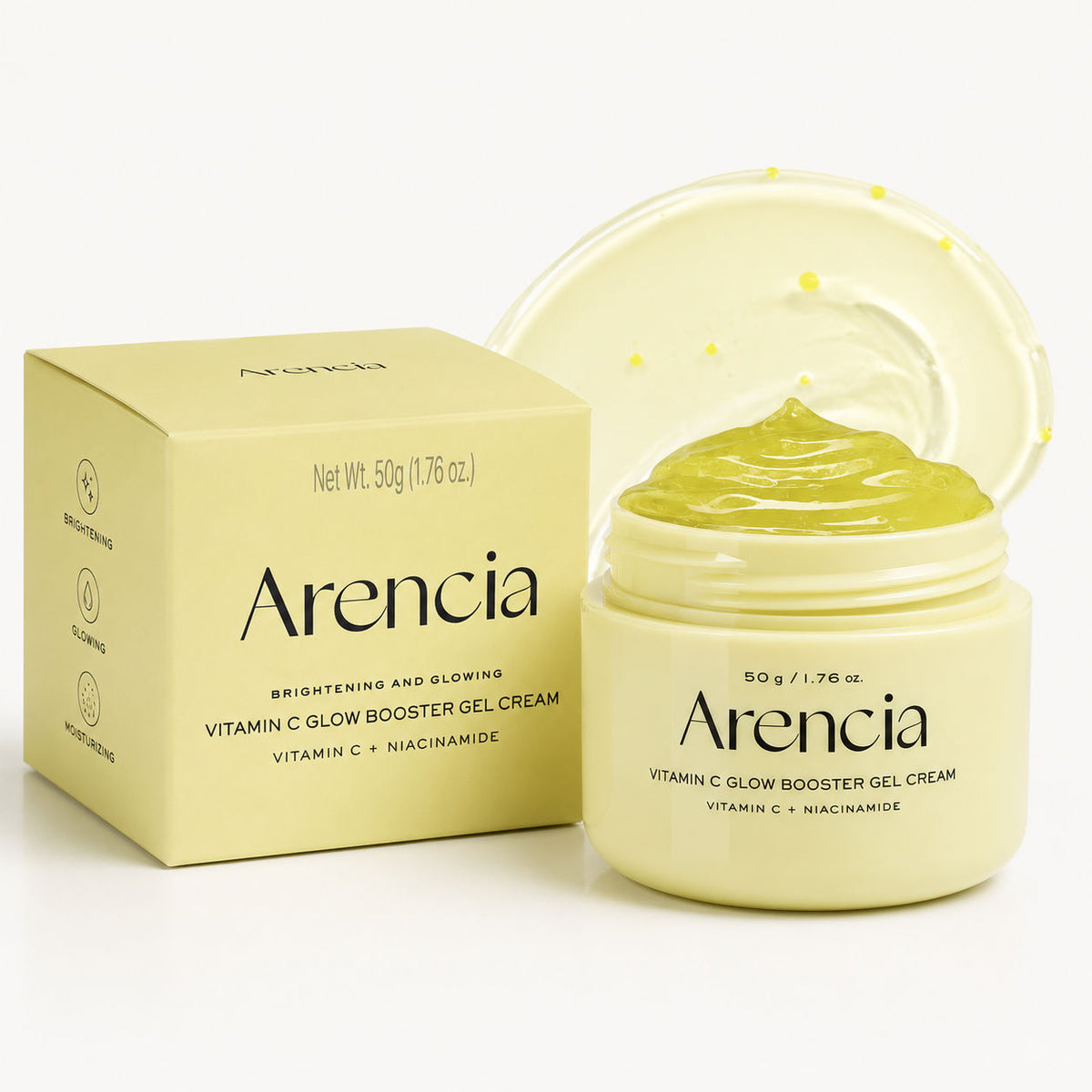 Arencia Vitamin C Glow Booster Gel Cream 50g - Korean Skincare, Hydrating, Brightening, Anti-Aging, Sensitive Skin, Daily Care