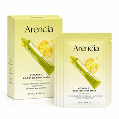Arencia Vitamin C Booster Shot Mask Box (5x27ml) - Korean Skincare, Hydrating, Brightening, Anti-Aging, Sensitive Skin, Daily Care