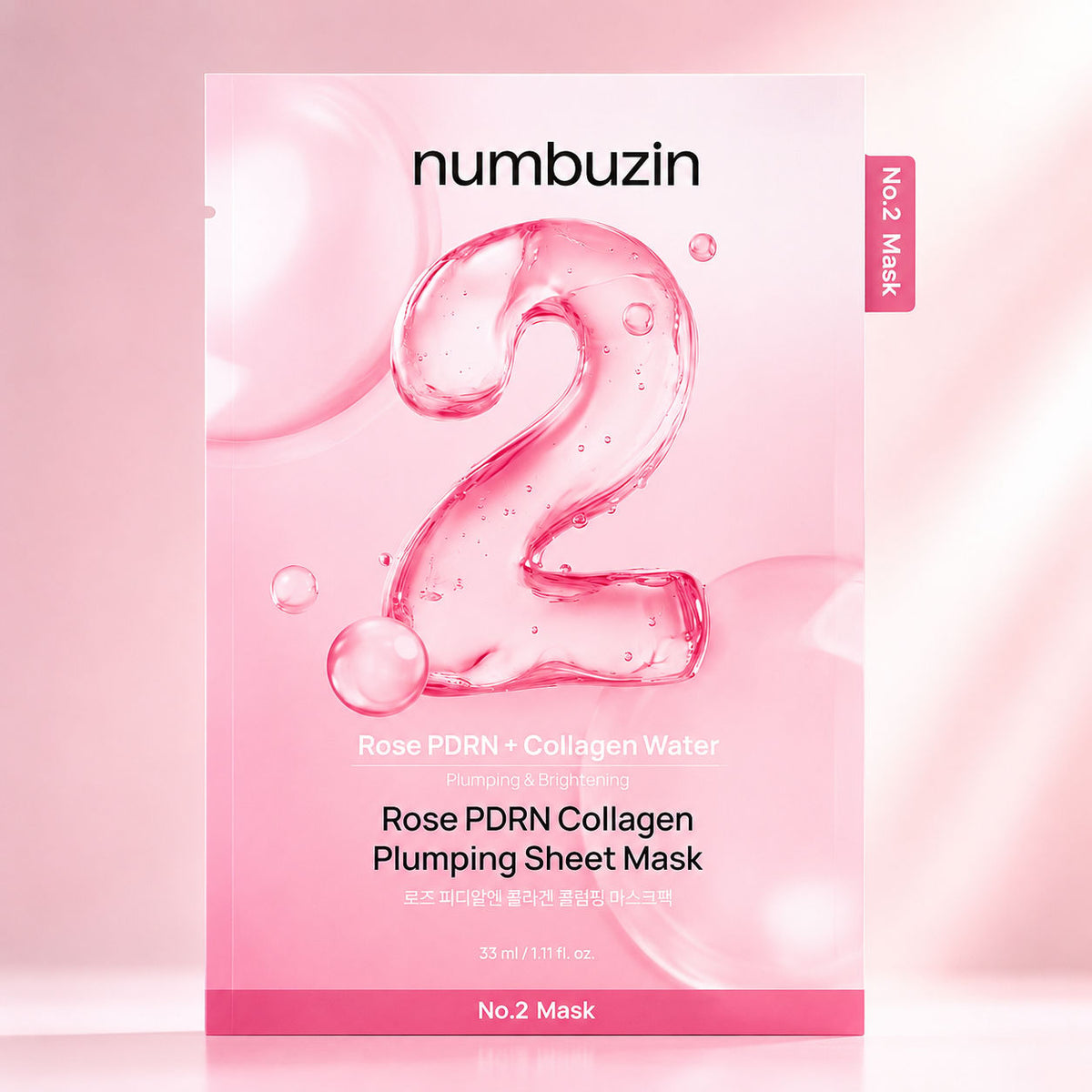 Numbuzin No.2 Rose PDRN Collagen Plumping Sheet Mask (33mlx1Pc)